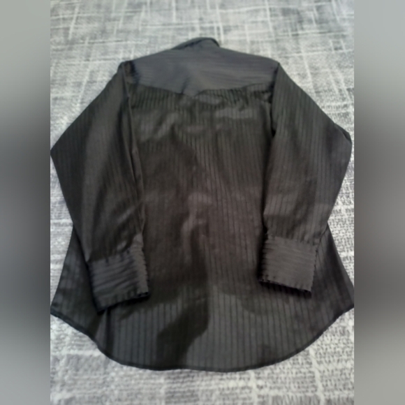 Vintage Wrangler Western Pearl Snap Shirt Men’s L Black Vertical Striped Cowboy - Picture 9 of 9